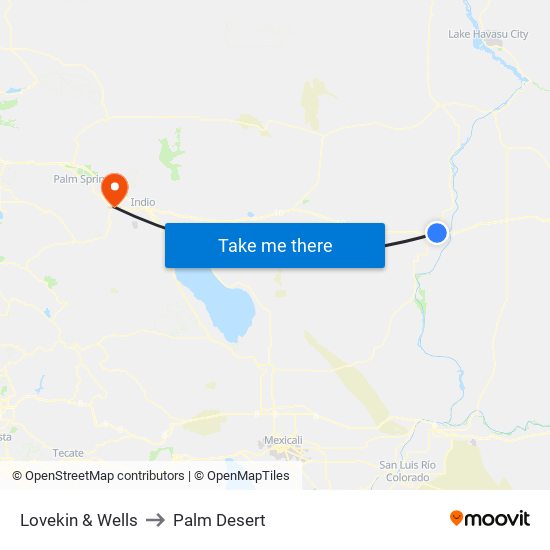 Lovekin & Wells to Palm Desert map