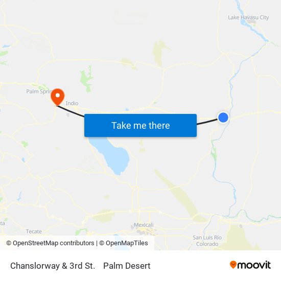 Chanslorway & 3rd St. to Palm Desert map