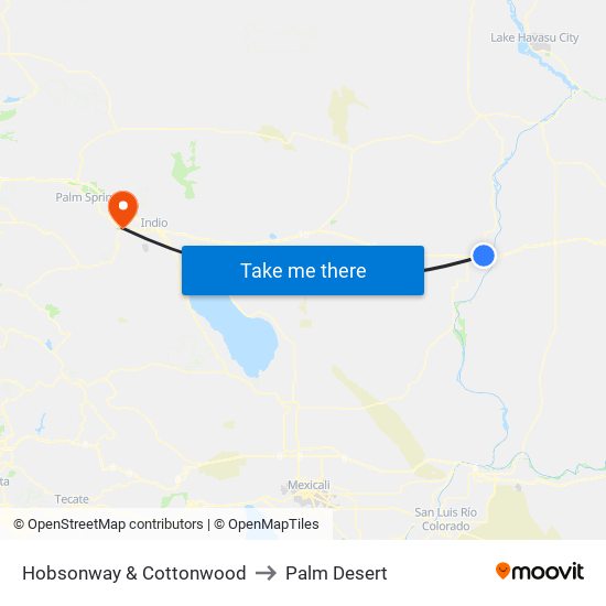Hobsonway & Cottonwood to Palm Desert map