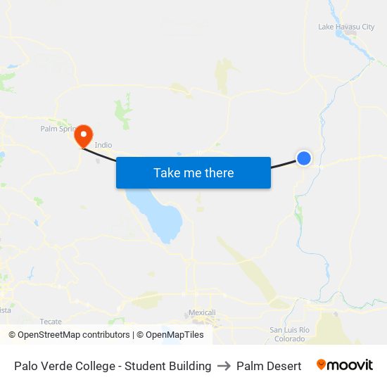 Palo Verde College - Student Building to Palm Desert map