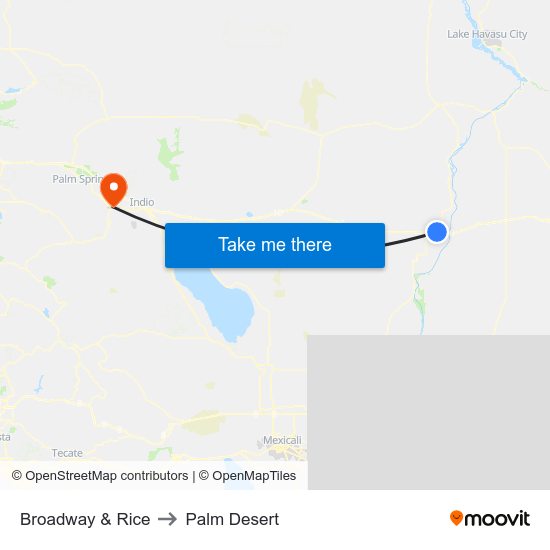 Broadway & Rice to Palm Desert map