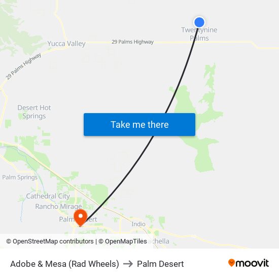 Adobe & Mesa (Rad Wheels) to Palm Desert map