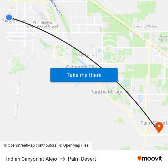 Indian Canyon at Alejo to Palm Desert map