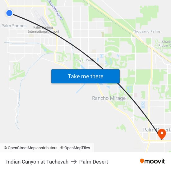 Indian Canyon at Tachevah to Palm Desert map