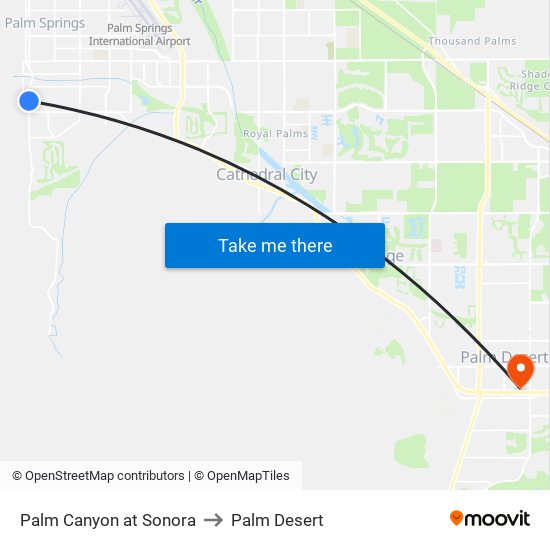 Palm Canyon at Sonora to Palm Desert map