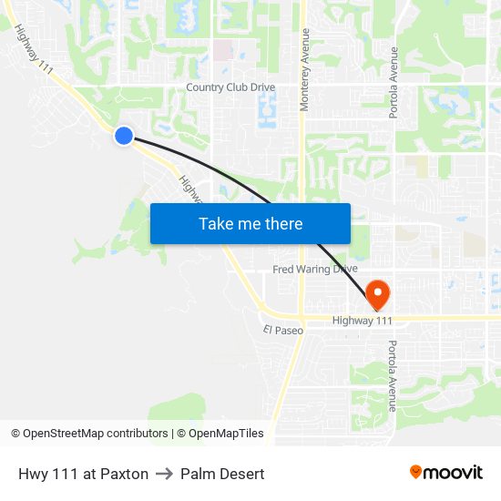 Hwy 111 at Paxton to Palm Desert map
