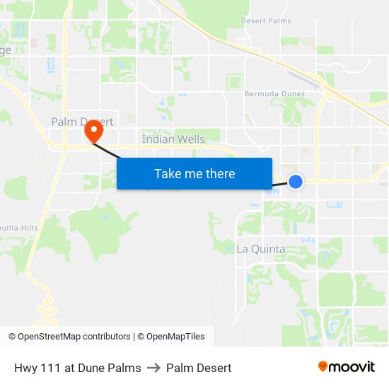 Hwy 111 at Dune Palms to Palm Desert map