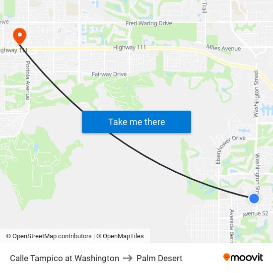 Calle Tampico at Washington to Palm Desert map