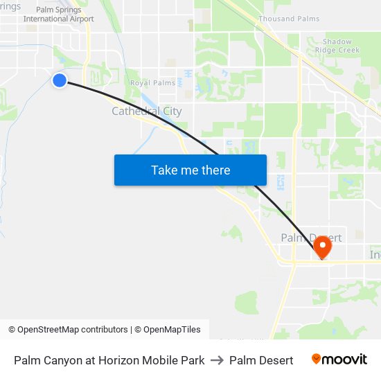 Palm Canyon at Horizon Mobile Park to Palm Desert map