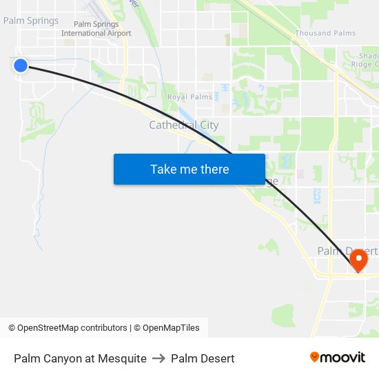 Palm Canyon at Mesquite to Palm Desert map