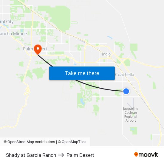 Shady at Garcia Ranch to Palm Desert map