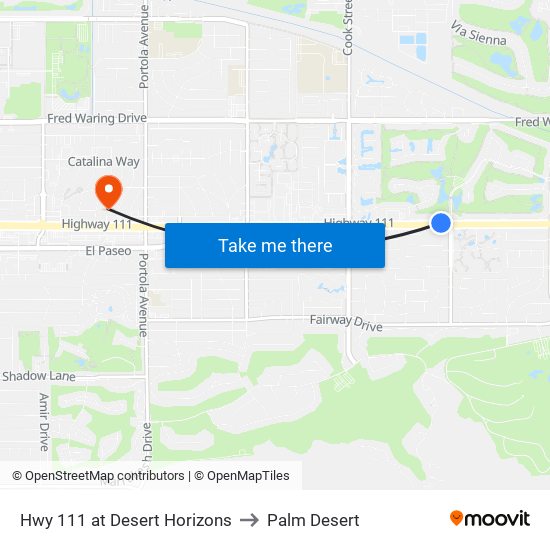 Hwy 111 at Desert Horizons to Palm Desert map