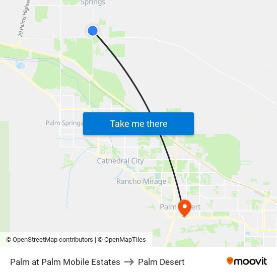 Palm at Palm Mobile Estates to Palm Desert map
