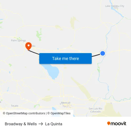 Broadway & Wells to La Quinta map