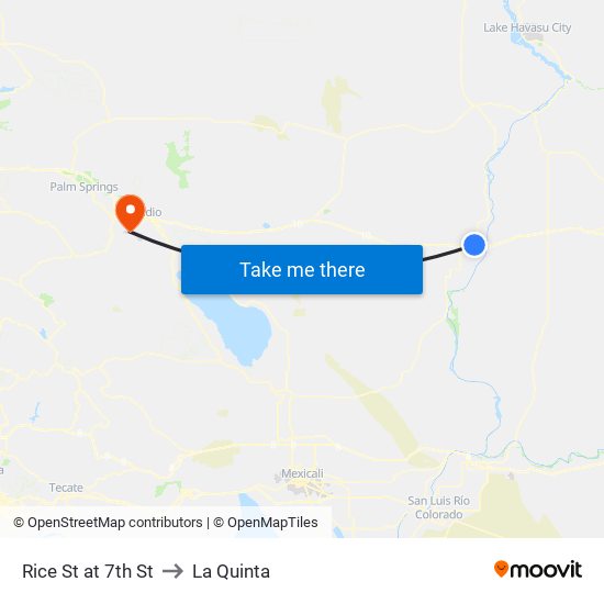 Rice St at 7th St to La Quinta map
