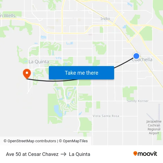 Ave 50 at Cesar Chavez to La Quinta map