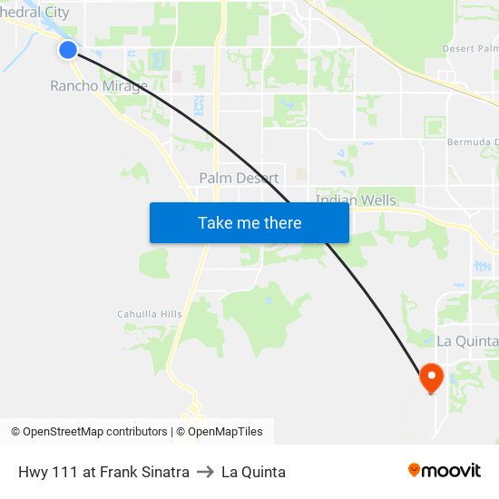 Hwy 111 at Frank Sinatra to La Quinta map