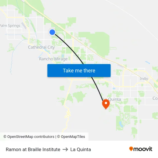 Ramon at Braille Institute to La Quinta map