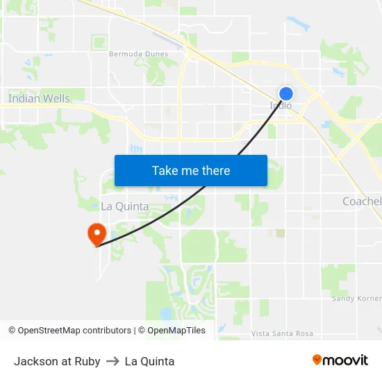 Jackson at Ruby to La Quinta map