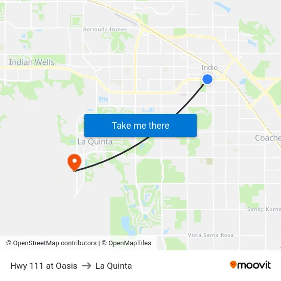Hwy 111 at Oasis to La Quinta map