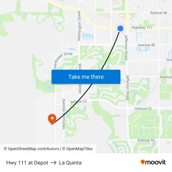 Hwy 111 at Depot to La Quinta map