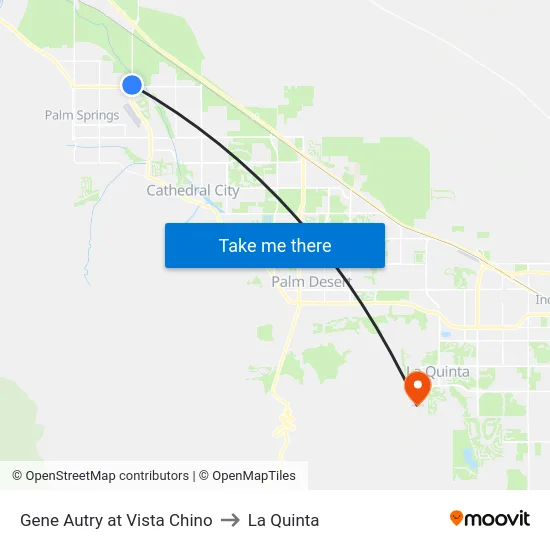 Gene Autry at Vista Chino to La Quinta map