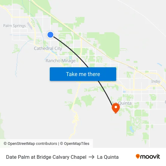 Date Palm at Bridge Calvary Chapel to La Quinta map