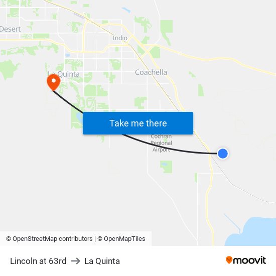 Lincoln at 63rd to La Quinta map