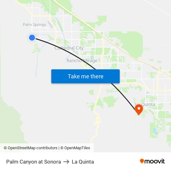 Palm Canyon at Sonora to La Quinta map