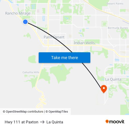 Hwy 111 at Paxton to La Quinta map