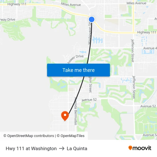 Hwy 111 at Washington to La Quinta map