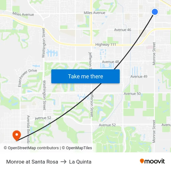 Monroe at Santa Rosa to La Quinta map