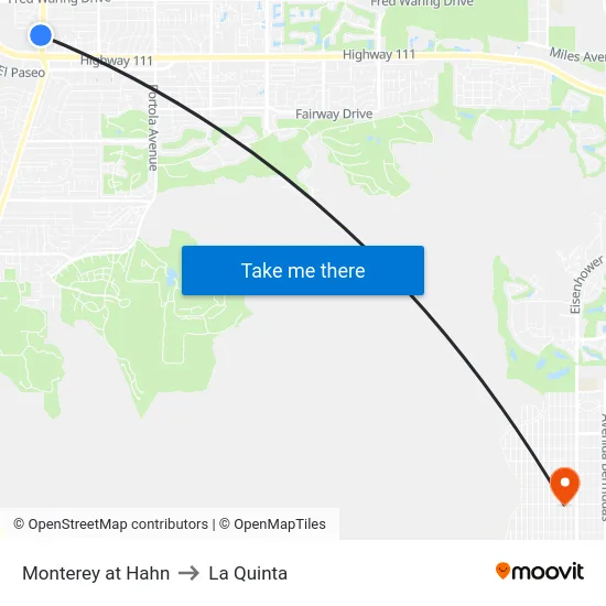 Monterey at Hahn to La Quinta map