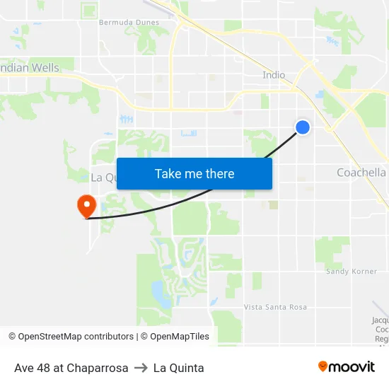 Ave 48 at Chaparrosa to La Quinta map