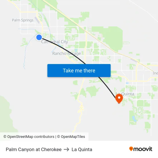 Palm Canyon at Cherokee to La Quinta map