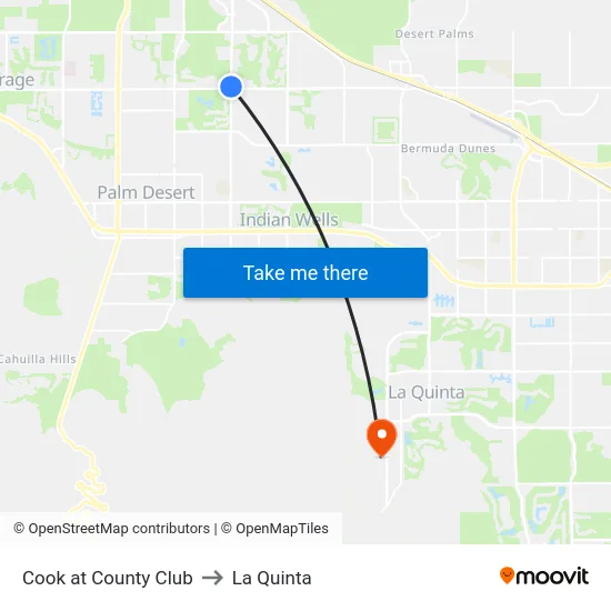 Cook at County Club to La Quinta map