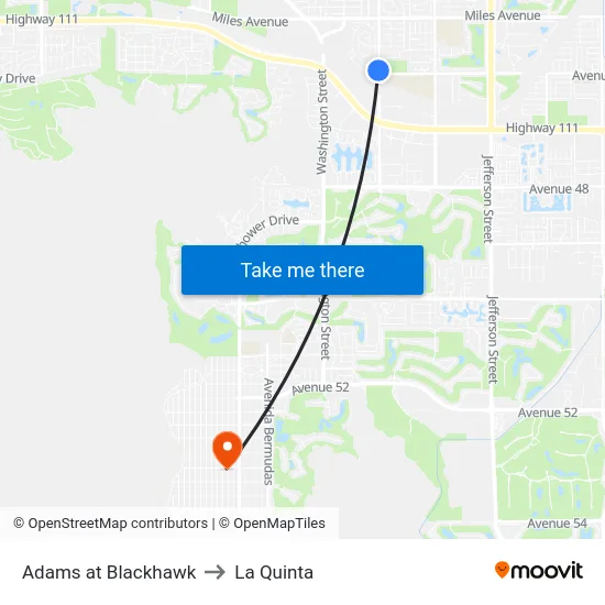 Adams at Blackhawk to La Quinta map