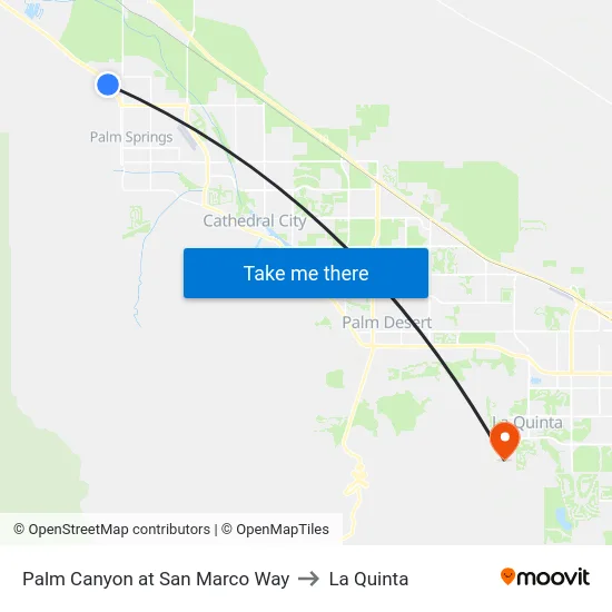 Palm Canyon at San Marco Way to La Quinta map