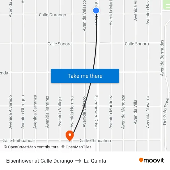 Eisenhower at Calle Durango to La Quinta map