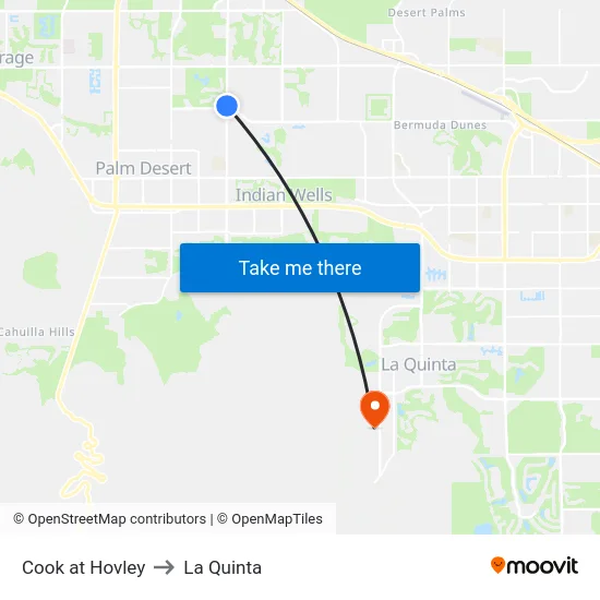 Cook at Hovley to La Quinta map