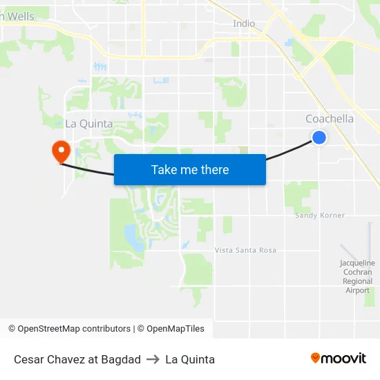 Cesar Chavez at Bagdad to La Quinta map