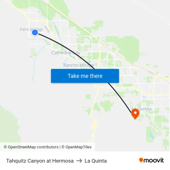 Tahquitz Canyon at Hermosa to La Quinta map