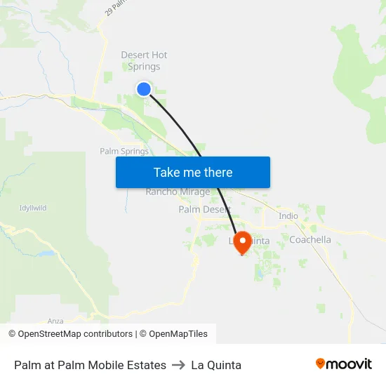 Palm at Palm Mobile Estates to La Quinta map