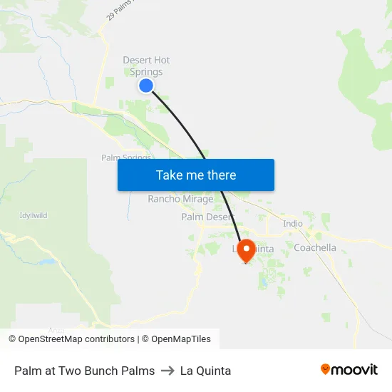Palm at Two Bunch Palms to La Quinta map