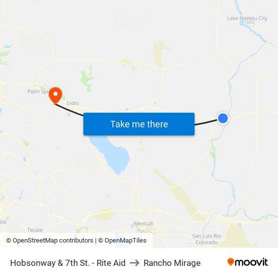 Hobsonway & 7th St. - Rite Aid to Rancho Mirage map
