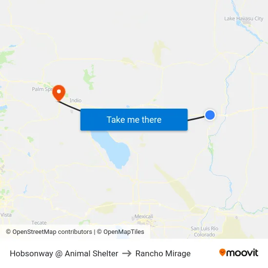 Hobsonway @ Animal Shelter to Rancho Mirage map