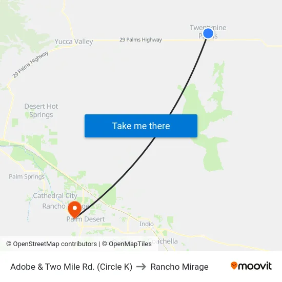 Adobe & Two Mile Rd. (Circle K) to Rancho Mirage map