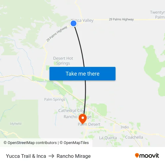 Yucca Trail & Inca to Rancho Mirage map