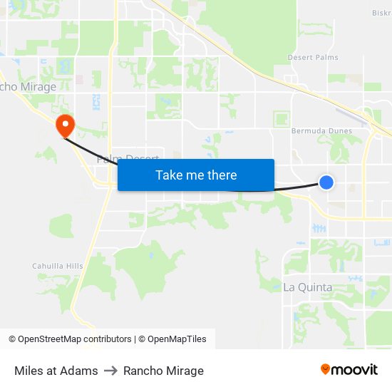 Miles at Adams to Rancho Mirage map