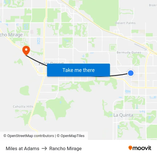 Miles at Adams to Rancho Mirage map
